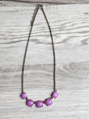 Purple Statement Necklace Gold Tone Faceted Bead Bib Adjustable Chain